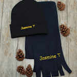 Kids Scarf and Hat Navy Blue Personalised Set