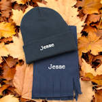 Kids Scarf and Hat Navy Blue Personalised Set