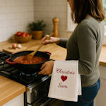 Personalised Tea Towel Love Heart Gift Towel