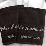 Personalised Anniversary Towels Gift Black Bath Towels Gift