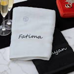 Embroidered Hand Towels Personalised Black and White Set