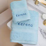 Personalised Blue Towel Set Hand Towel and Face Flannel