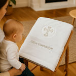 Baptism Towel White Embroidered Christening Gift Towel