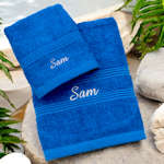 Personalised Royal Blue Towels Hand and Flannel Gift Set