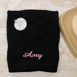 Personalised Flannel Black Embroidered Face Cloth