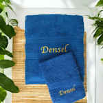 Personalised Royal Blue Towels Hand and Flannel Gift Set