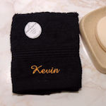 Personalised Flannel Black Embroidered Face Cloth