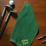 Personalised Golf Towel Green Monogrammed Golfers Towel