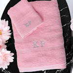 Personalised Pink Towel Set Bath Towel and Flannel 2pc