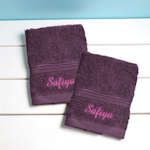 Personalised Flannels Purple Face Cloth Pair