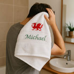 Welsh Cymru Towel Wales Dragon Personalised Bath Towel