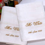 Personalised Anniversary Towels Gift White Bath Towels Gift