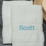 White Personalised Flannels Embroidered Face Cloths Pair