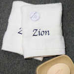 White Personalised Flannels Embroidered Face Cloths Pair