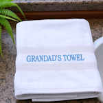Embroidered XL White Cotton Towel
