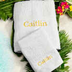 Personalised Hand Towel Set White Hand Towel and Flannel