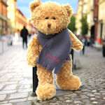 Personalised Teddy Bear Wearing A Personalised Scarf