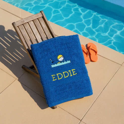 Personalised Swim Towel Embroidered Name Swimming Towel