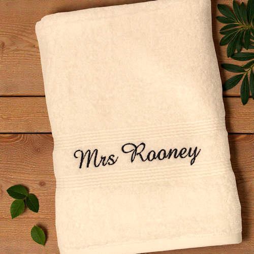 Personalised Bath Towel Cream Cotton Towel