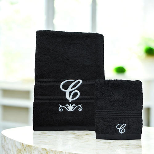 Monogram Flourish Hand and Flannel Towel Gift Set