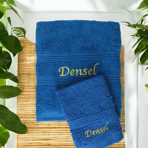 Personalised Royal Blue Towels Hand and Flannel Gift Set