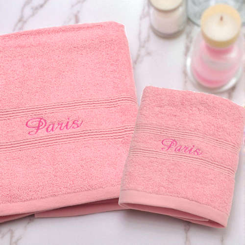Bath and Hand Towels Personalised Pink Gift Set Bath and Hand Towels Personalised Pink Gift Set