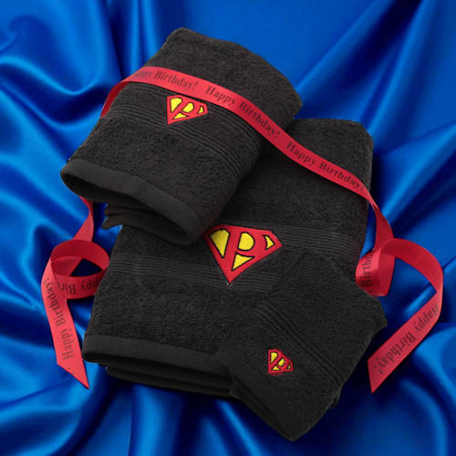 Superman Towel Bale Embroidered Super Initial Towel Set