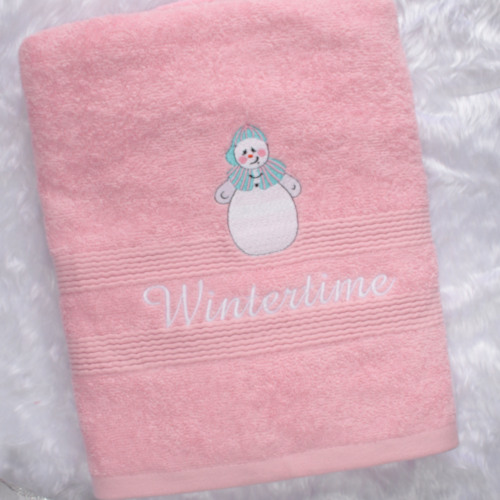 Christmas Bath Towel Xmas Snowman Embroidered Gift Towel